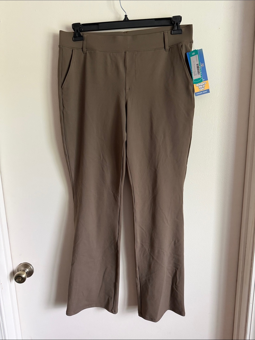 NWT Skechers Women's Brown Boot-Cut Slip In Pants size L